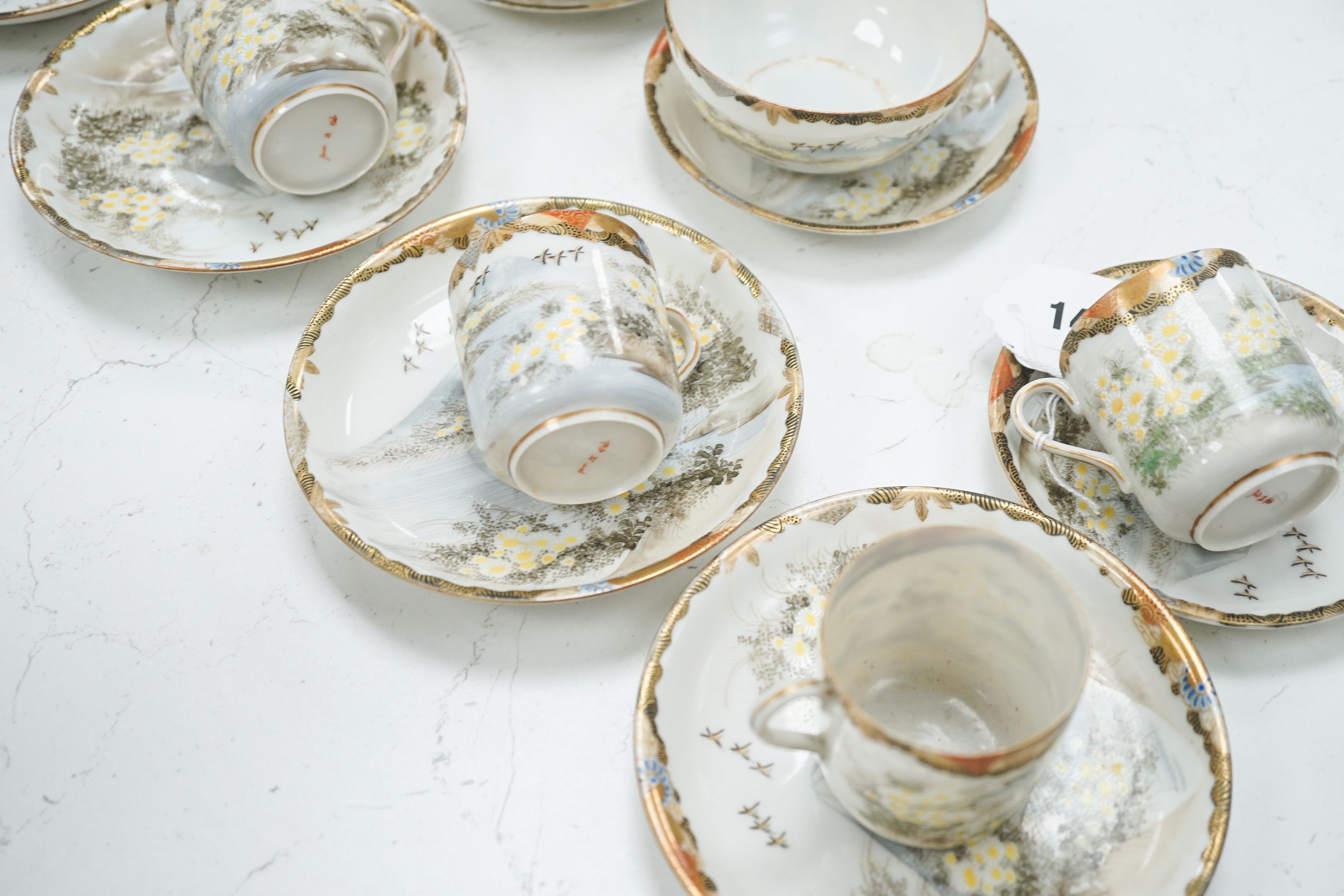 A Japanese eggshell part tea set, Meiji period